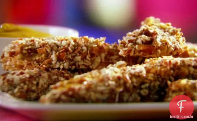 Mel Mostarda Pretzel-Revestido Frango Dedos