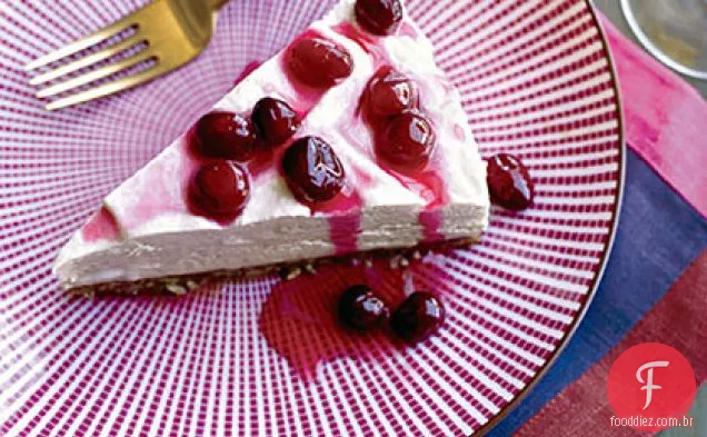 Torta de Mousse de bordo congelada com Cranberries cristalizadas