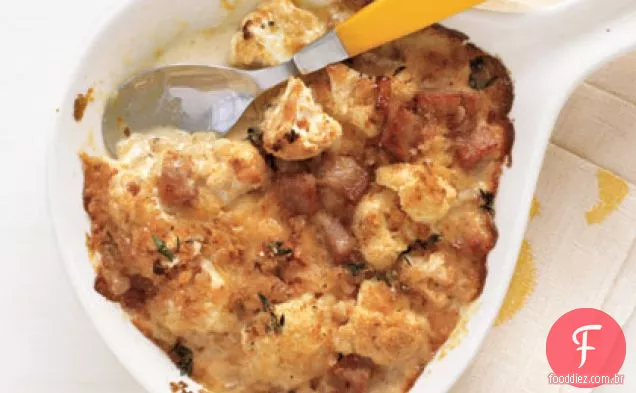 Couve-flor e presunto gratinado