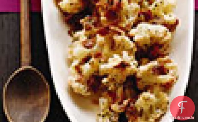 Couve-flor com presunto Serrano e tomate