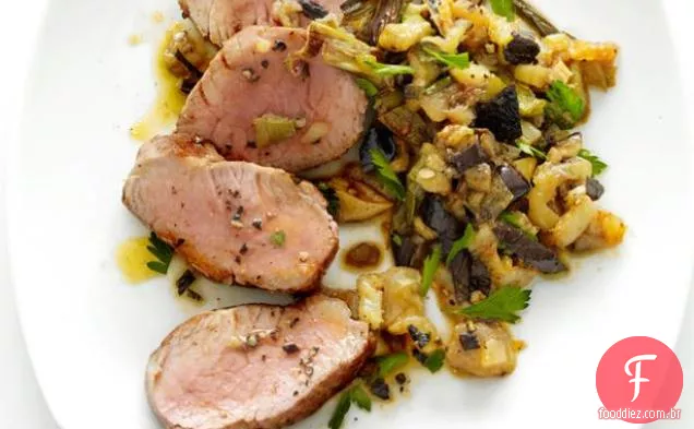 Lombo de porco com berinjela sabor