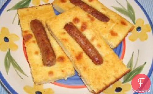 Panquecas assadas com salsichas