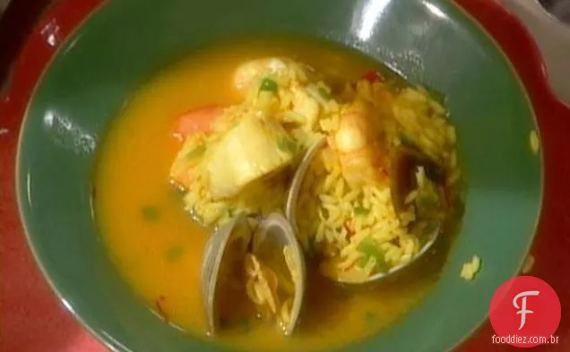 Sopa de frutos do mar porto-riquenha: Asopao de Mariscos