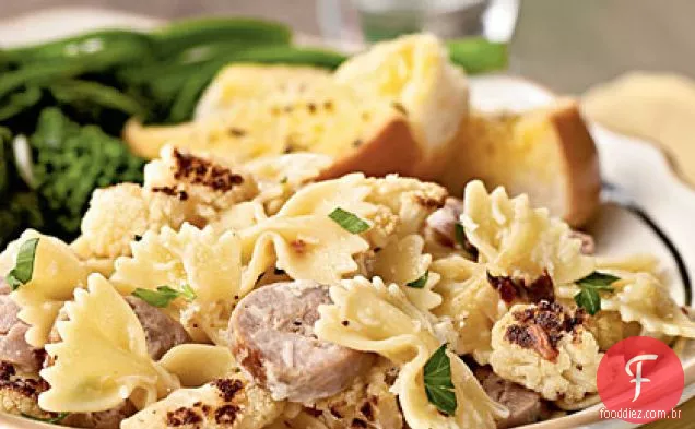 Farfalle com couve-flor e Linguiça de Peru
