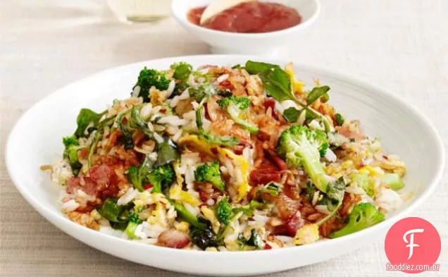 Arroz frito vegetal com Bacon
