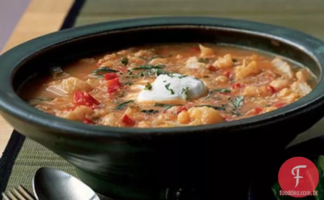 Couve-flor e sopa de pimenta vermelha