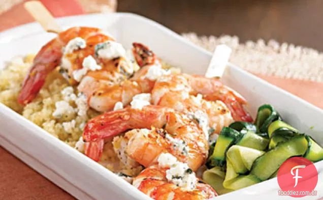 Espetos De Camarão grelhado com limão-Herb Feta