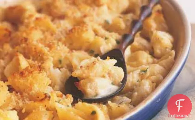 Couve-flor, macarrão e Queijo Gratinado