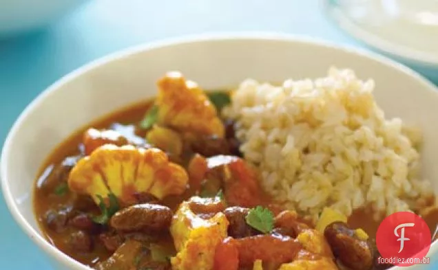 Feijão Vermelho Curried e couve-flor (Rajma Masala)