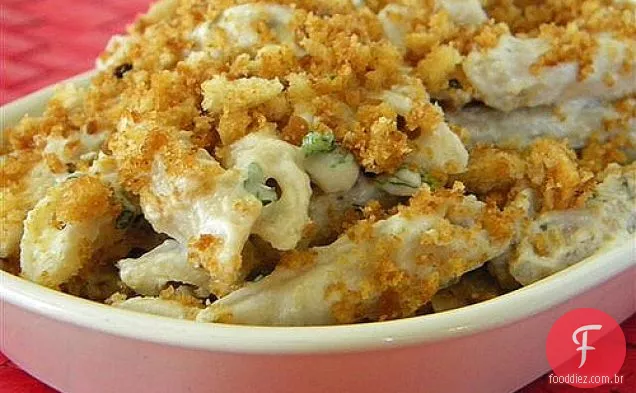 Massa De Creme De Couve-Flor De Ricota Com Migalhas De Pão De Alho Torrado