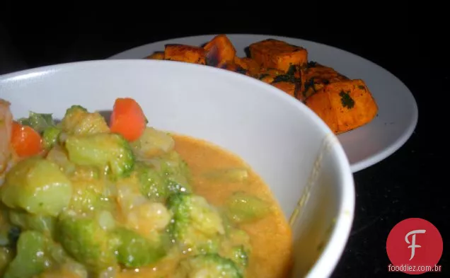 Camarão E Curry Vegetariano