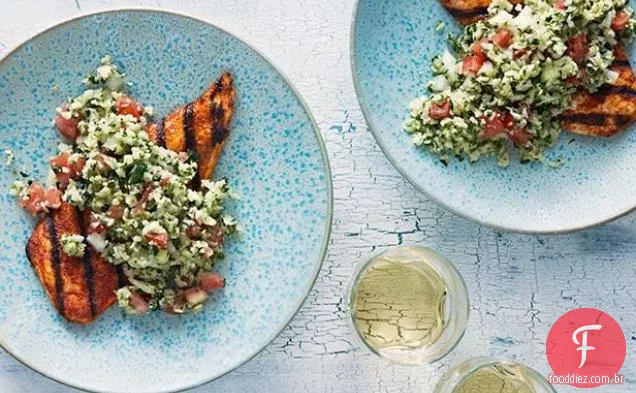 Jicama Tabbouleh e salada de frango