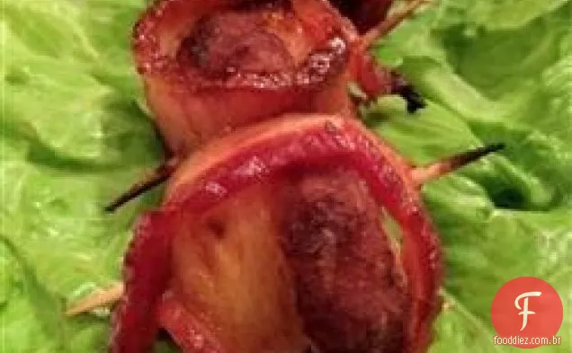 Bacon embrulhado abacaxi e castanhas de água