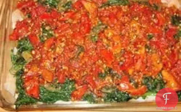 Arinca assada com espinafre e tomate