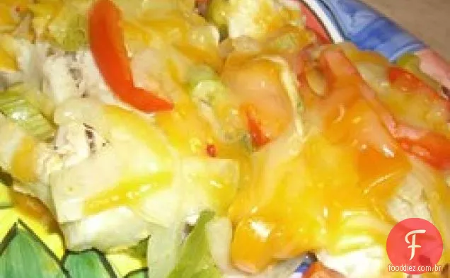 Frango com pimentão vermelho assado