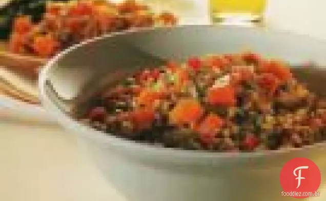 Ervilhas de olhos pretos e arroz integral