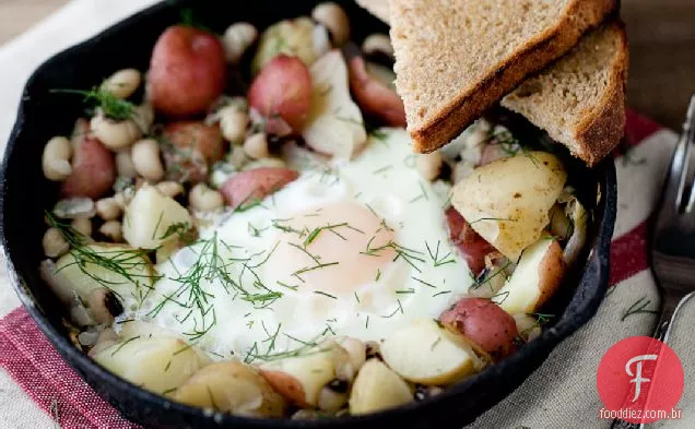Ervilhas de olhos pretos e Frigideira De Batata de endro