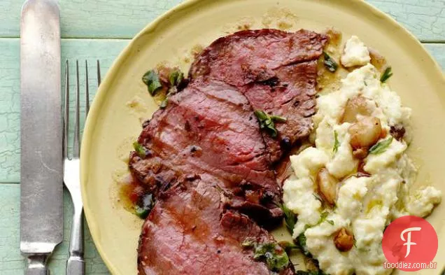 Lombo de carne com Skordalia