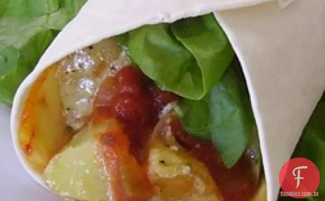 Batata de Chipotle, espinafre e envoltórios de queijo