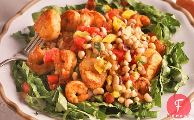 Salada De Ervilha e frutos do mar de Olhos Pretos