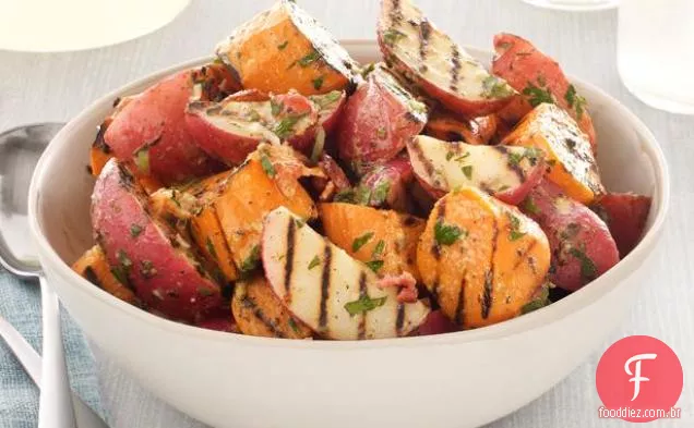 Salada De Batata Grelhada Com Bacon-Vinagrete De Cebolinha