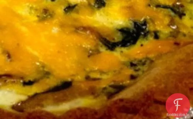 Quiche de espinafre e cogumelo com cogumelos Shiitake