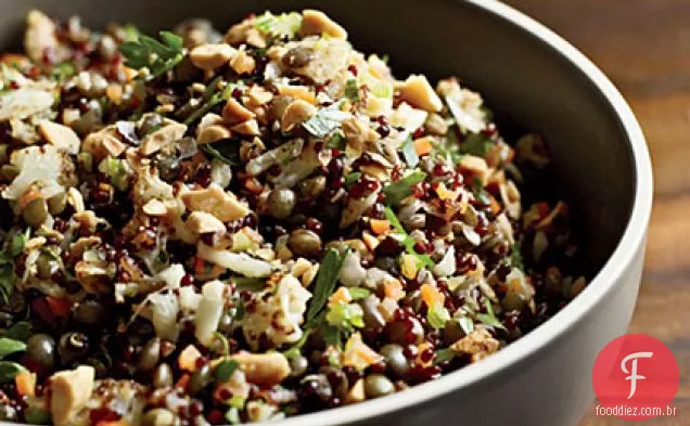 Quinoa vermelha e pilaf de lentilha