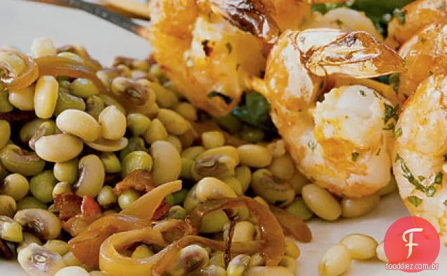 Feijão com Pancetta e cebola caramelizada