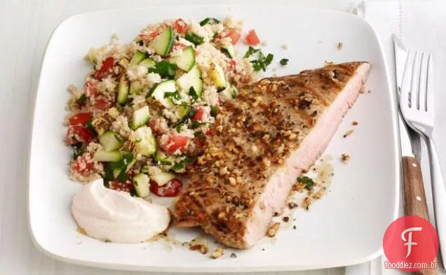 Bifes De Porco Grelhados Com Cuscuz De Abobrinha