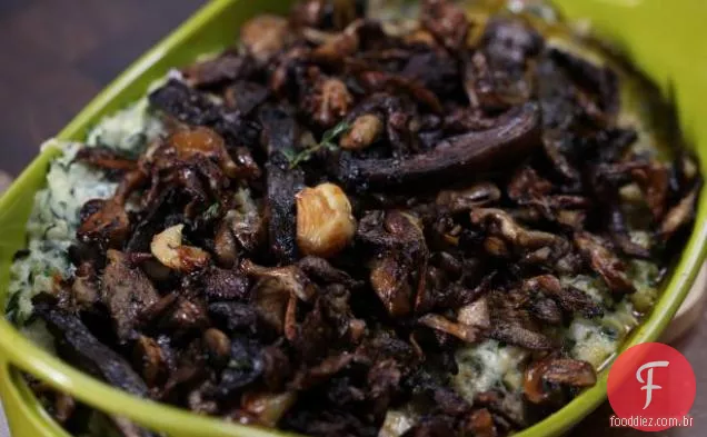 Cogumelos assados, pastinaga, batatas e Caçarola De Espinafre