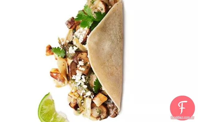 Poblano, tacos de cogumelos e batata