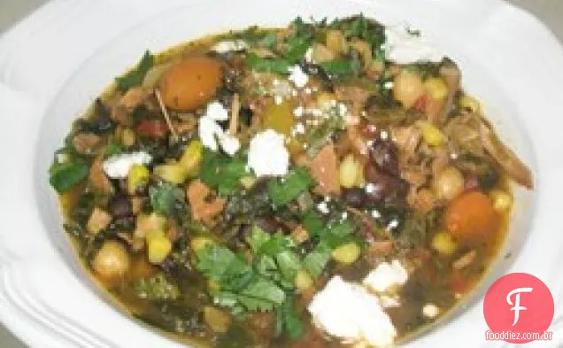 Fogão lento Peru e legumes