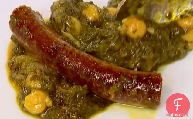 Merguez picante com espinafre e Feijão Branco