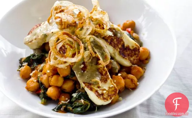 Grão-De-Bico W/ Haloumi & Mojo Verde