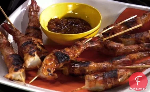 Grelhado churrasco Bacon camarão