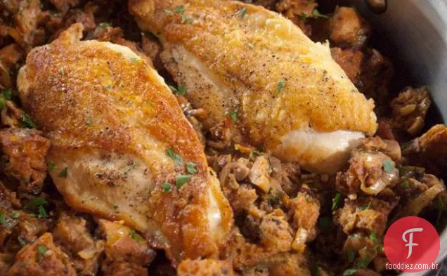 Frango assado com molho Ciabatta