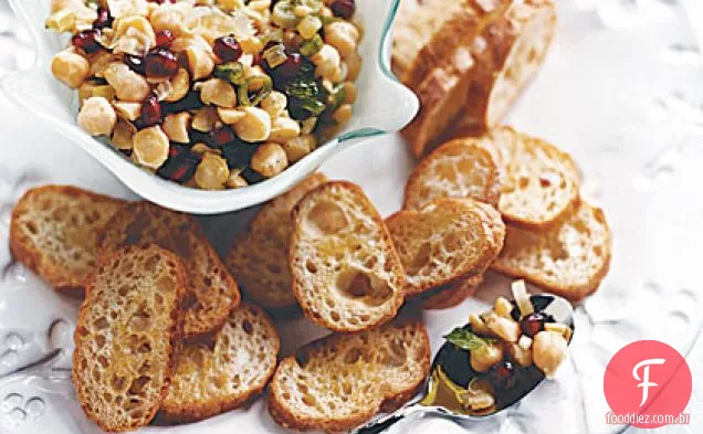 Grão de bico e hortelã Crostini