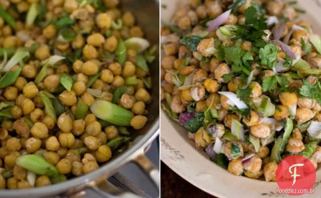 Receita de salada de grão de bico frito