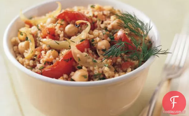 Pilaf Bulgur Com Tomate Assado, Cebola E Feijão-Garbanzo