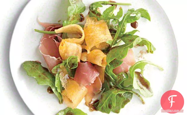 Salada de rúcula com melão e Prosciutto