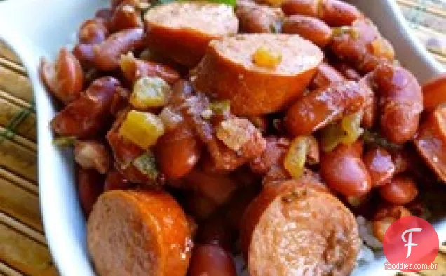 Feijão vermelho crioulo e arroz