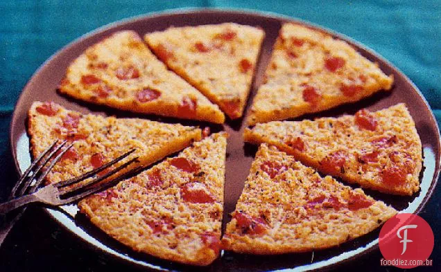 Pizza de farinha de grão de bico com tomate e Parmesão