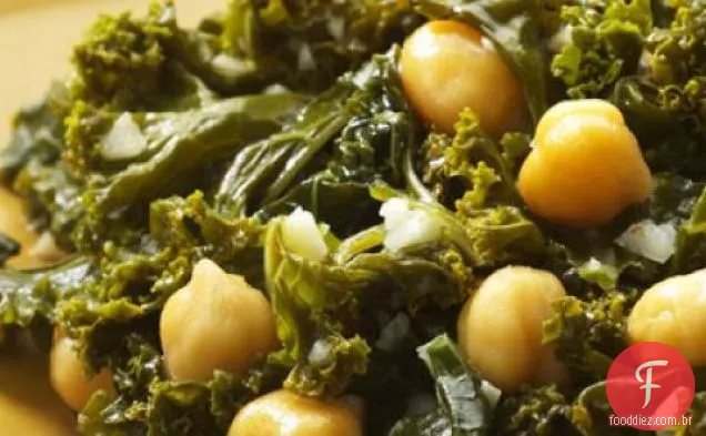 Receita Indiana De Couve Temperada E Grão De Bico