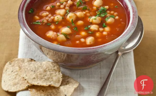 Pancetta e sopa de grão de bico