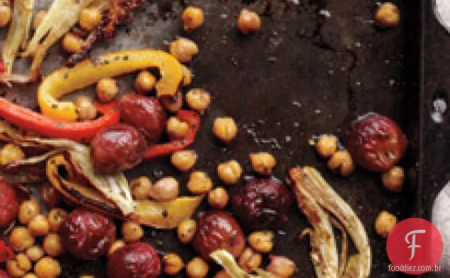 Erva-Doce Assada, Grão De Bico, Pimentão E Uvas