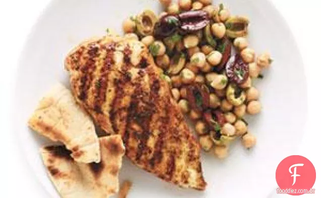 Frango Temperado Grelhado Com Grão De Bico