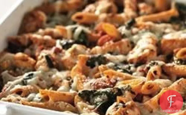 Três-Queijo Frango Penne Massas Assar