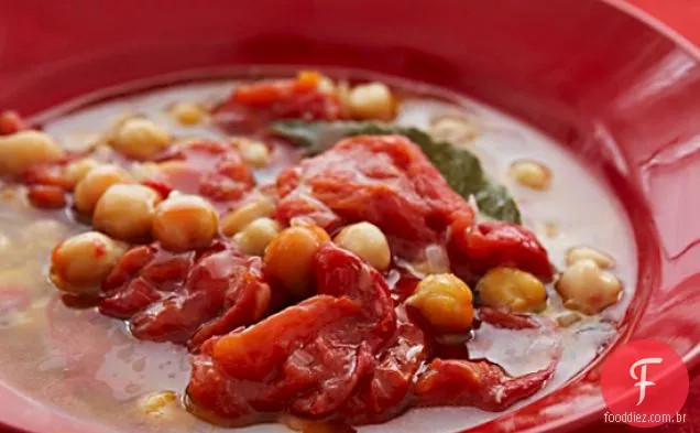 Grão de bico de limão e ensopado de tomate seco no forno
