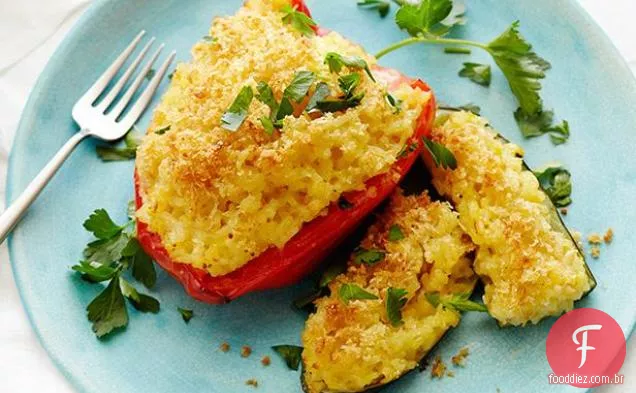 Risoto pimentos recheados e abobrinha