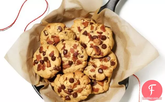 Manteiga De Amendoim-Chocolate Chip-Bacon Cookies